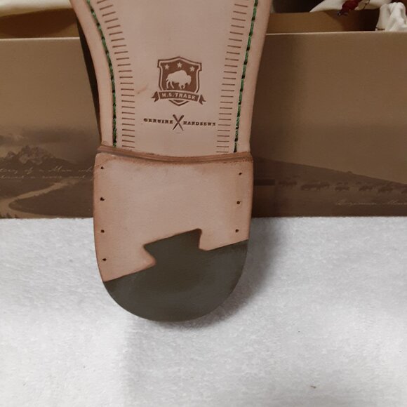 TRASK HUNTER MEN GREEN SUEDE DARK BROWN STEER LEATHER SLIP ON SHOES 11M - Picture 15 of 16